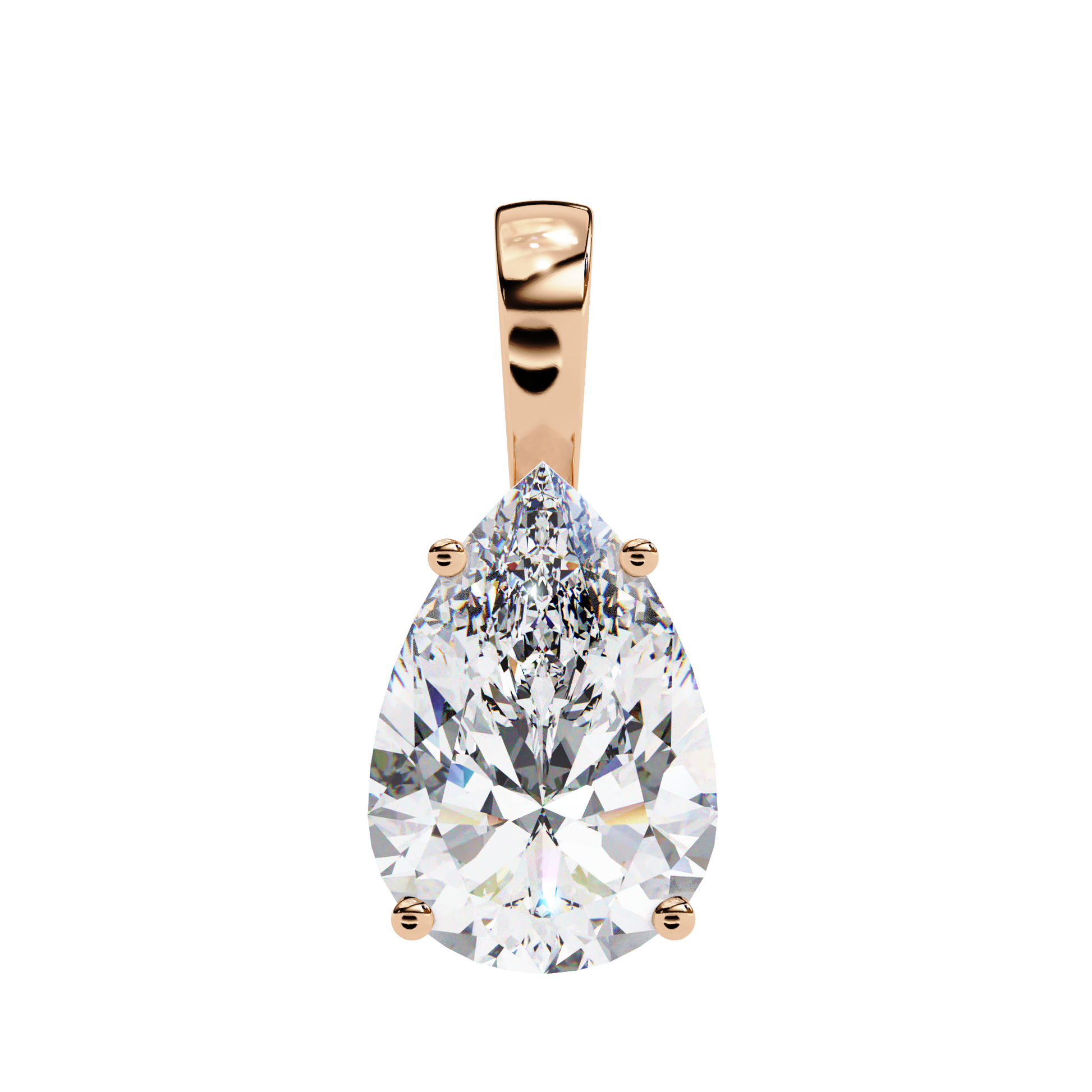Solitaire pendant showcases a breathtaking Pear-shaped diamond held in a secure vertical orientation