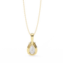 Solitaire pendant showcases a breathtaking Pear-shaped diamond held in a secure vertical orientation