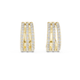 Gold hoop earrings with diamond accents on a white background