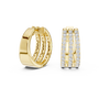 Gold hoop earrings with diamond accents on a white background